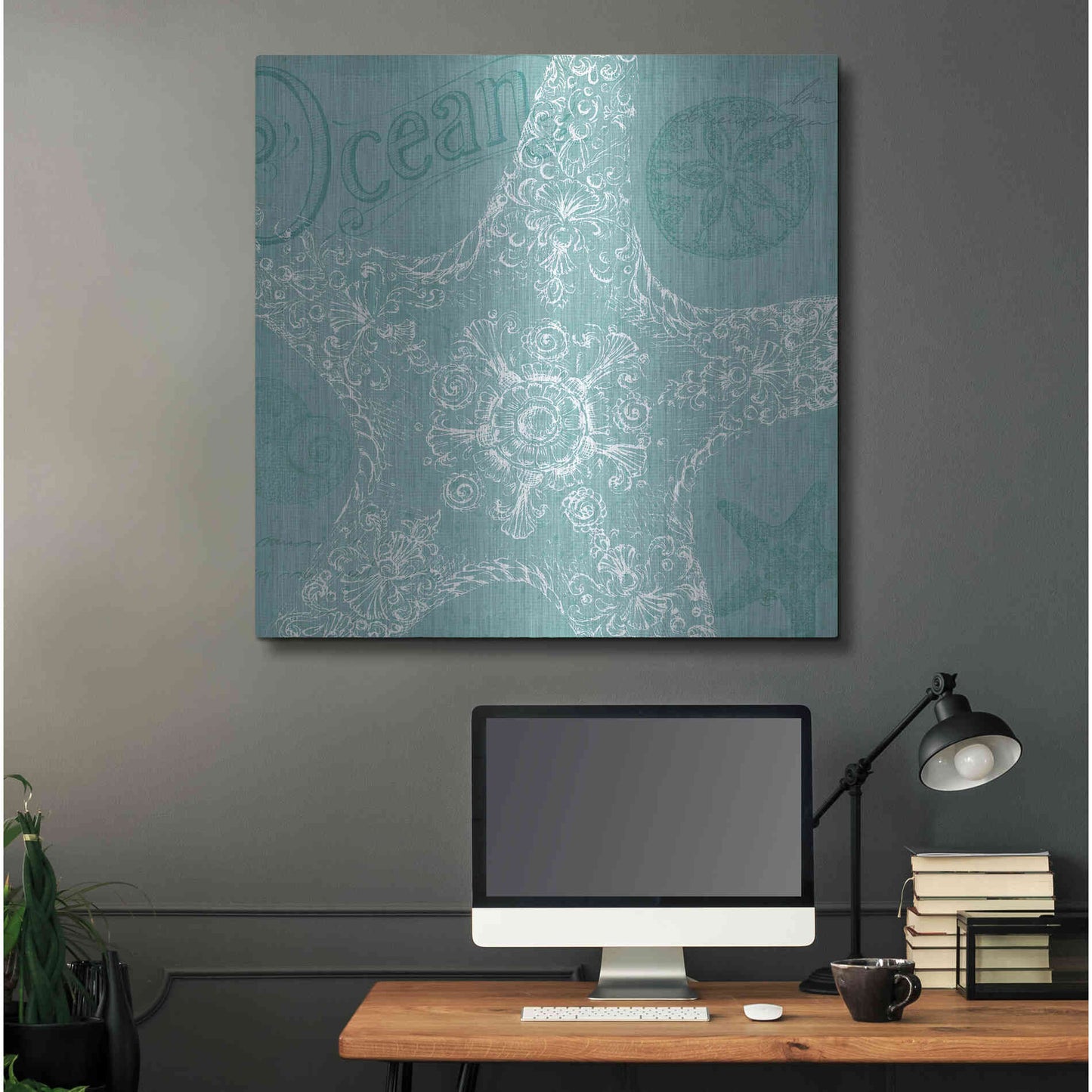 Luxe Metal Art 'Aqua Treasure I' by Daphne Brissonet, Metal Wall Art,36x36