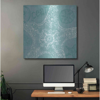 Luxe Metal Art 'Aqua Treasure I' by Daphne Brissonet, Metal Wall Art,36x36