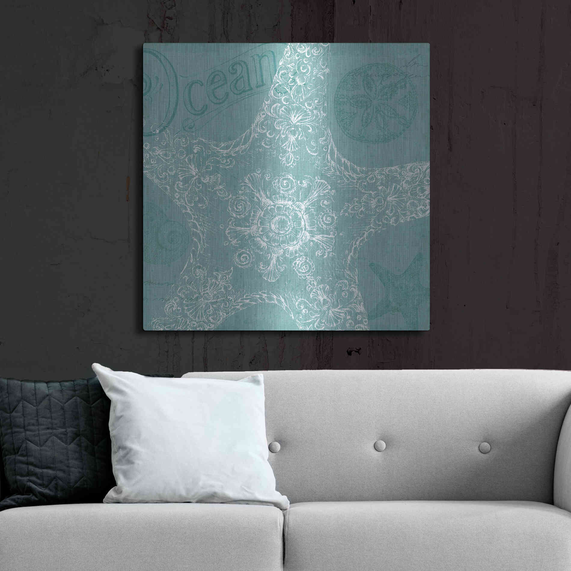 Luxe Metal Art 'Aqua Treasure I' by Daphne Brissonet, Metal Wall Art,36x36