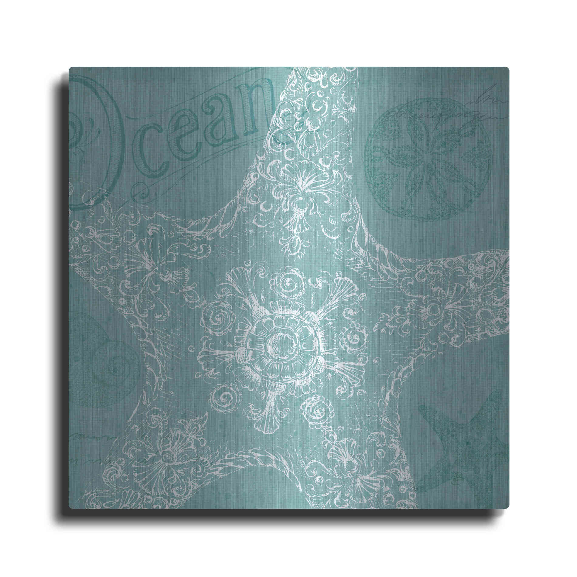 Luxe Metal Art 'Aqua Treasure I' by Daphne Brissonet, Metal Wall Art