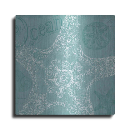 Luxe Metal Art 'Aqua Treasure I' by Daphne Brissonet, Metal Wall Art