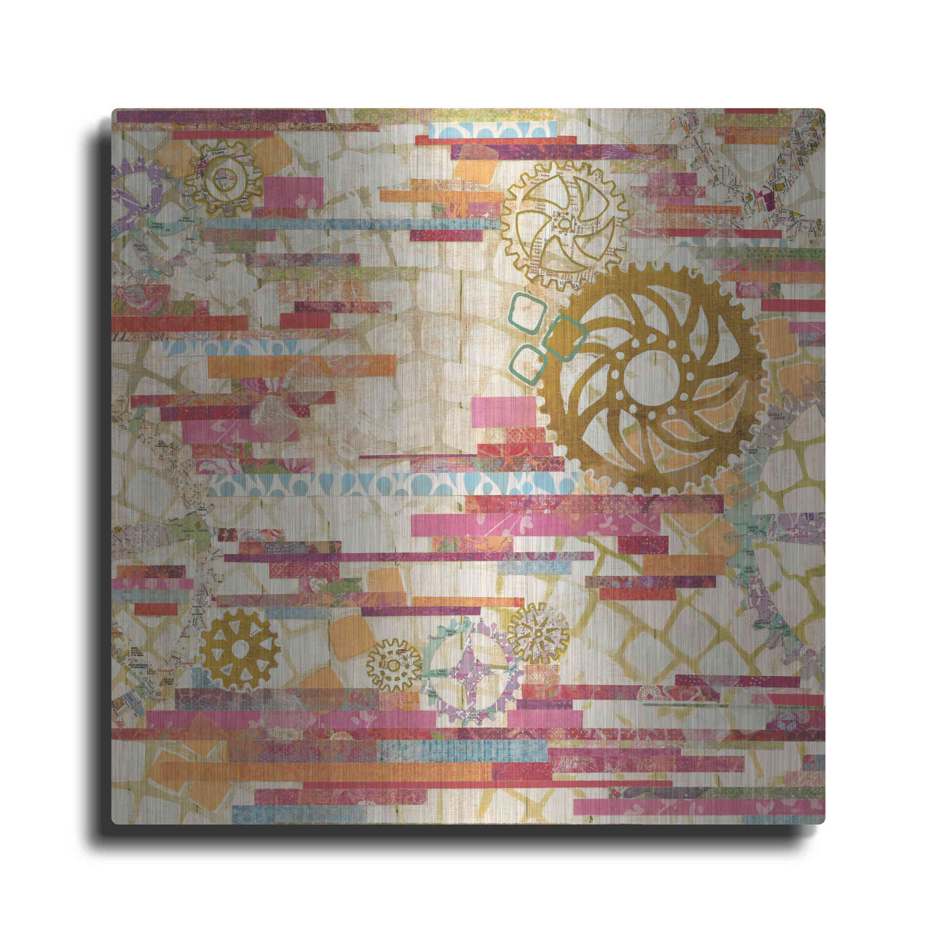 Luxe Metal Art 'EU Timetable I on White' by Kathy Ferguson, Metal Wall Art