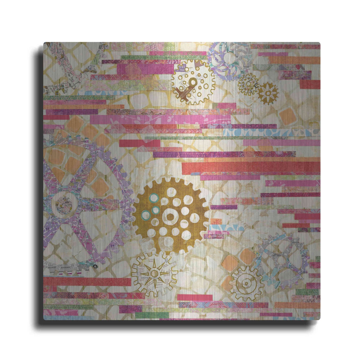 Luxe Metal Art 'EU Timetable II on White' by Kathy Ferguson, Metal Wall Art