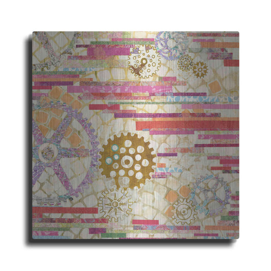 Luxe Metal Art 'EU Timetable II on White' by Kathy Ferguson, Metal Wall Art