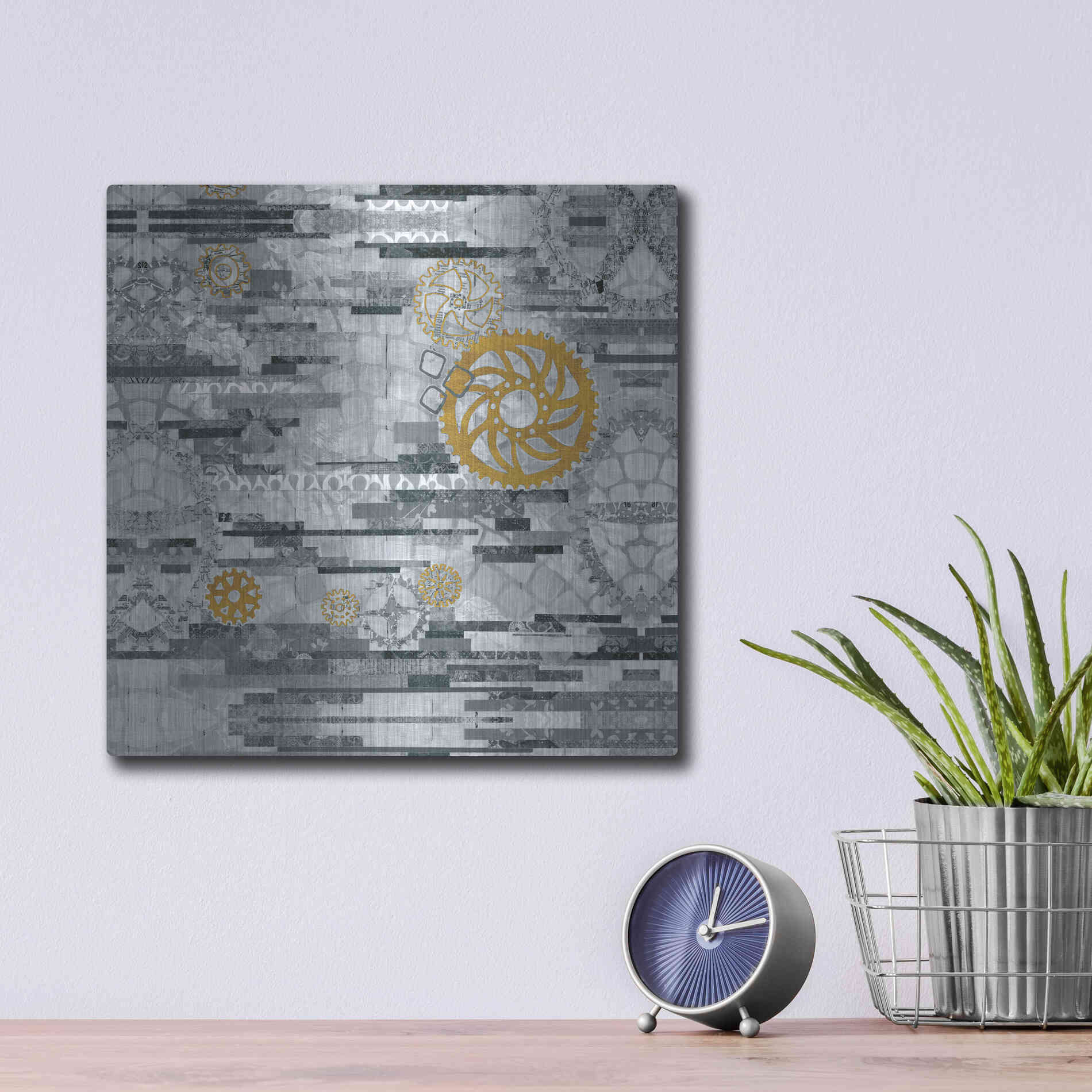 Luxe Metal Art 'EU Timetable I BW' by Kathy Ferguson, Metal Wall Art,12x12