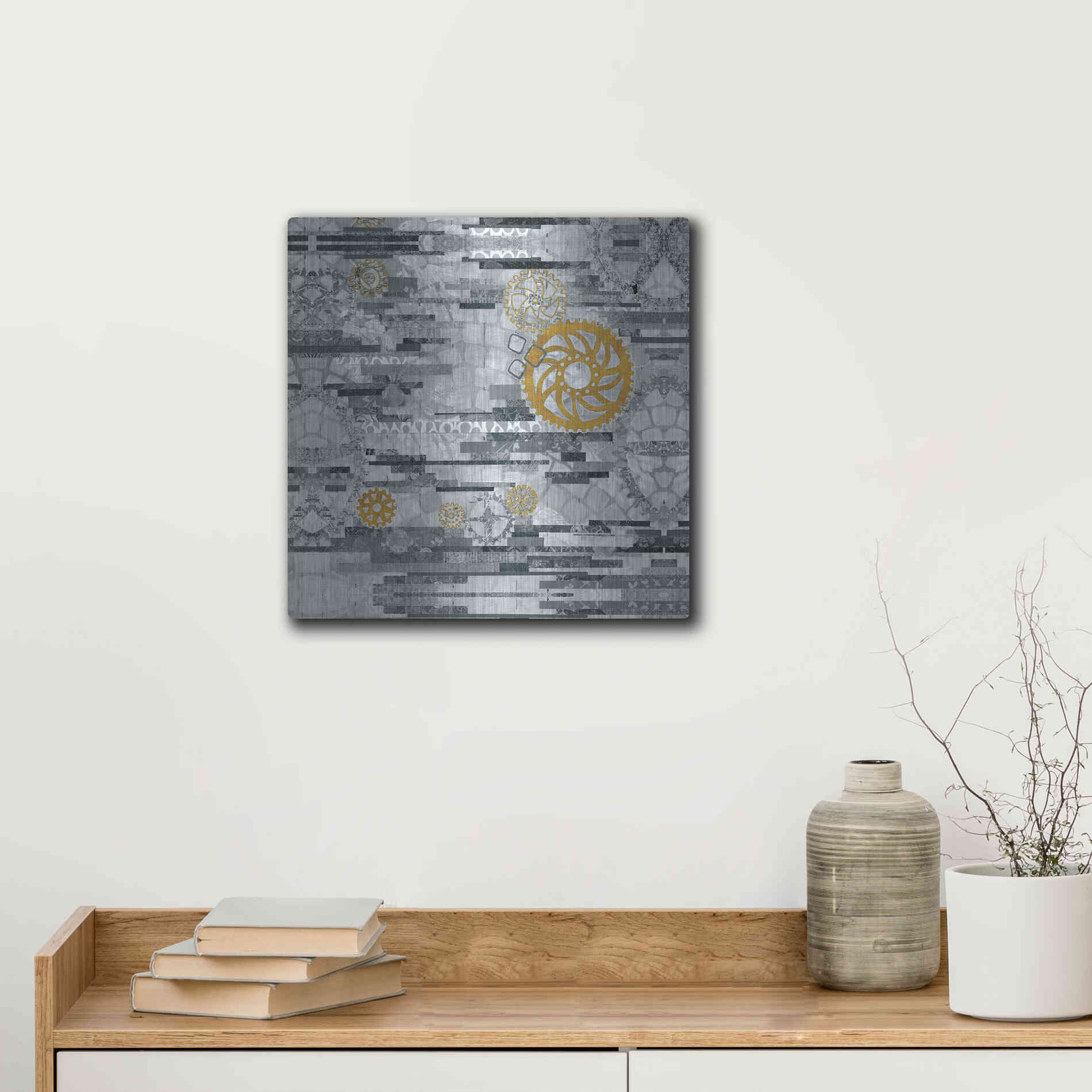 Luxe Metal Art 'EU Timetable I BW' by Kathy Ferguson, Metal Wall Art,12x12