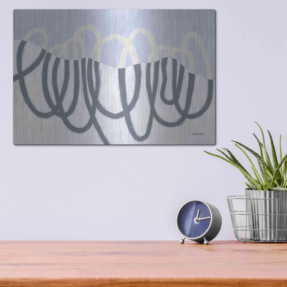 Luxe Metal Art 'Loops III' by Kathy Ferguson, Metal Wall Art,16x12