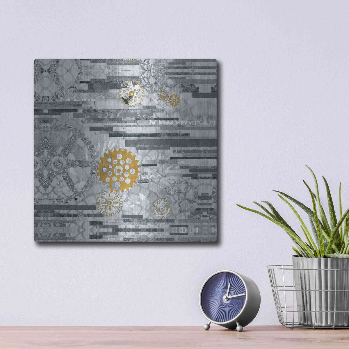 Luxe Metal Art 'EU Timetable II BW' by Kathy Ferguson, Metal Wall Art,12x12