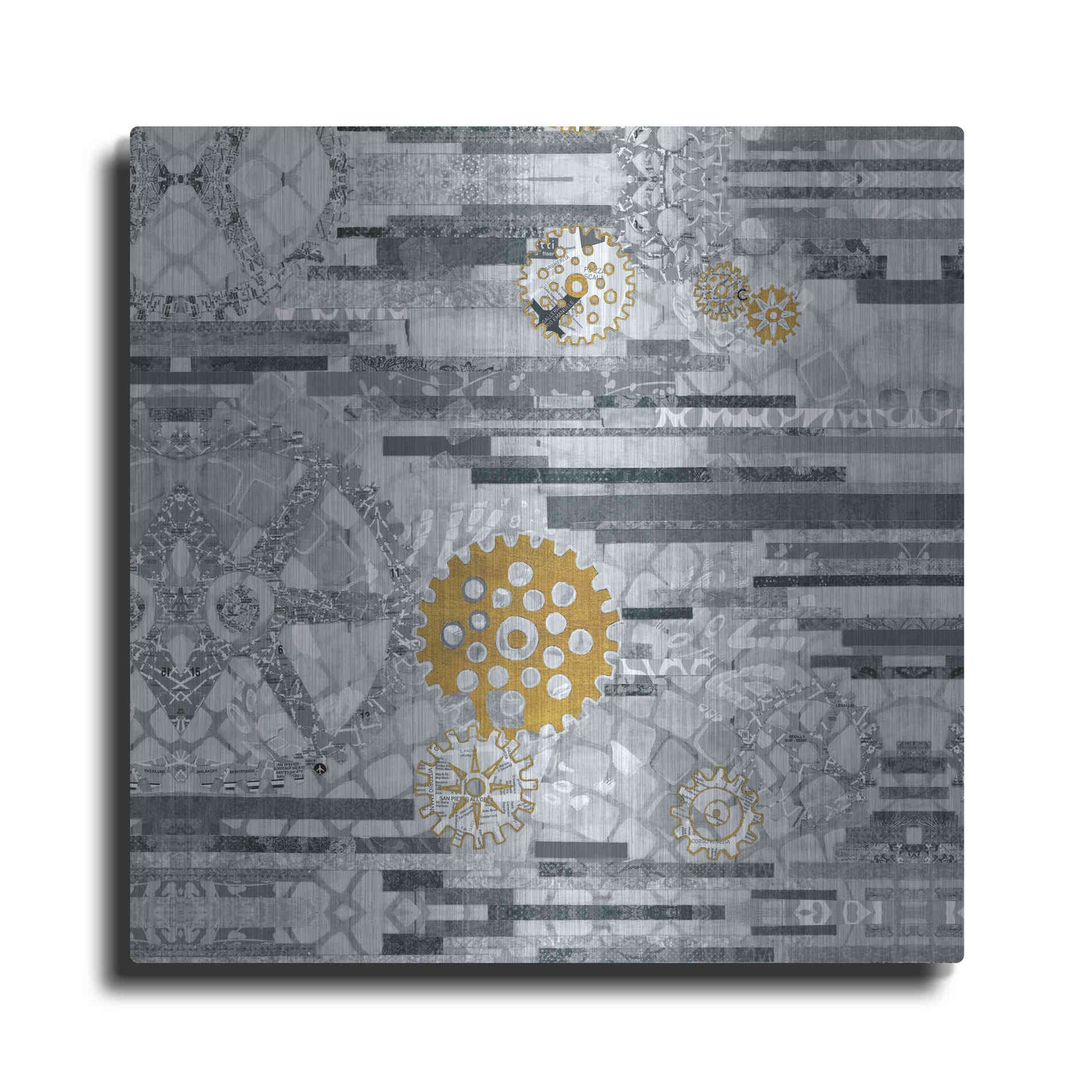 Luxe Metal Art 'EU Timetable II BW' by Kathy Ferguson, Metal Wall Art