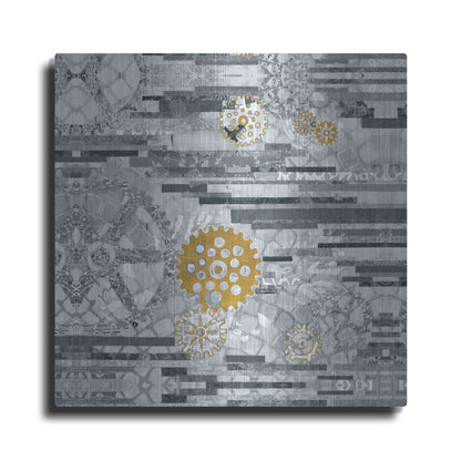 Luxe Metal Art 'EU Timetable II BW' by Kathy Ferguson, Metal Wall Art