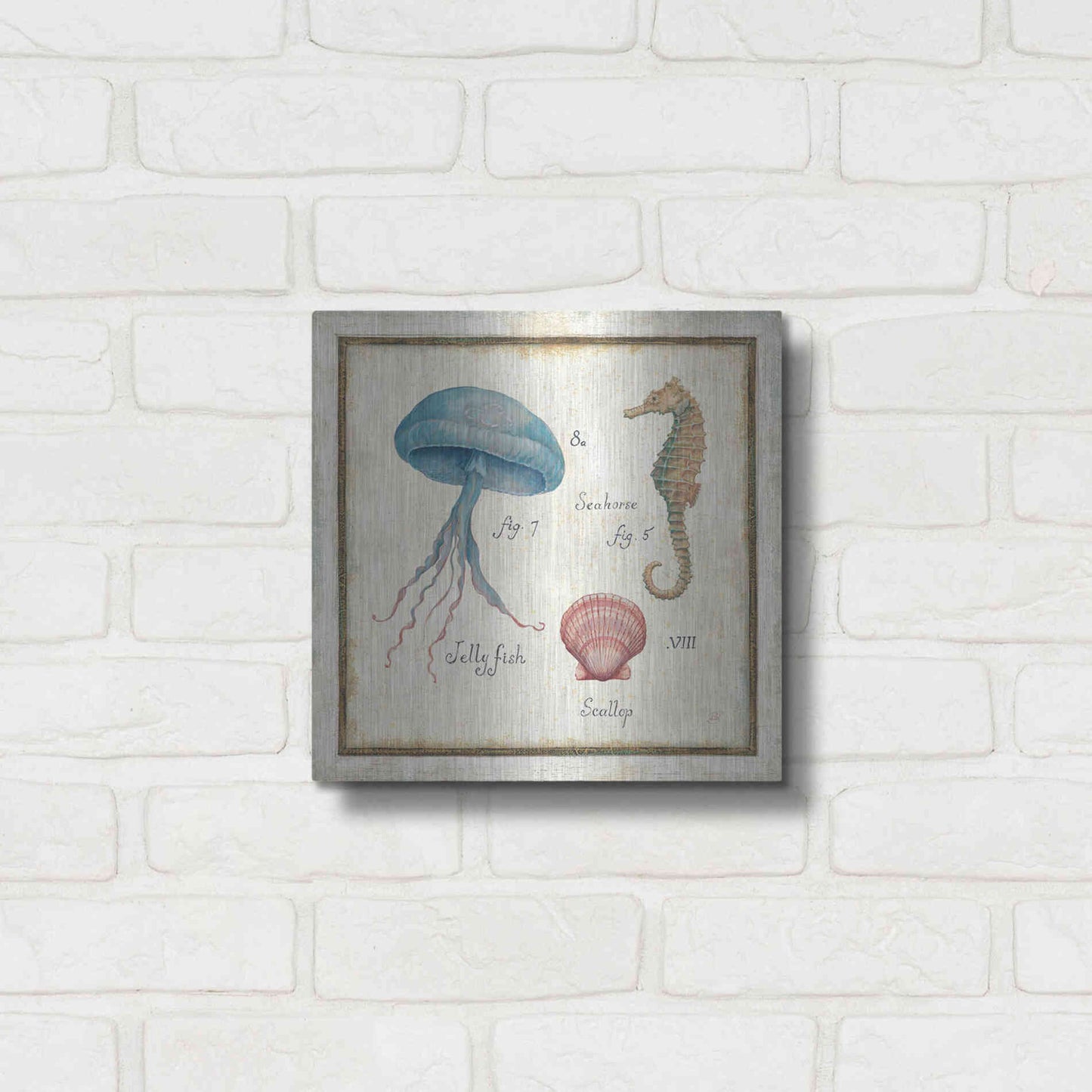 Luxe Metal Art 'Oceanography III' by Daphne Brissonet, Metal Wall Art,12x12