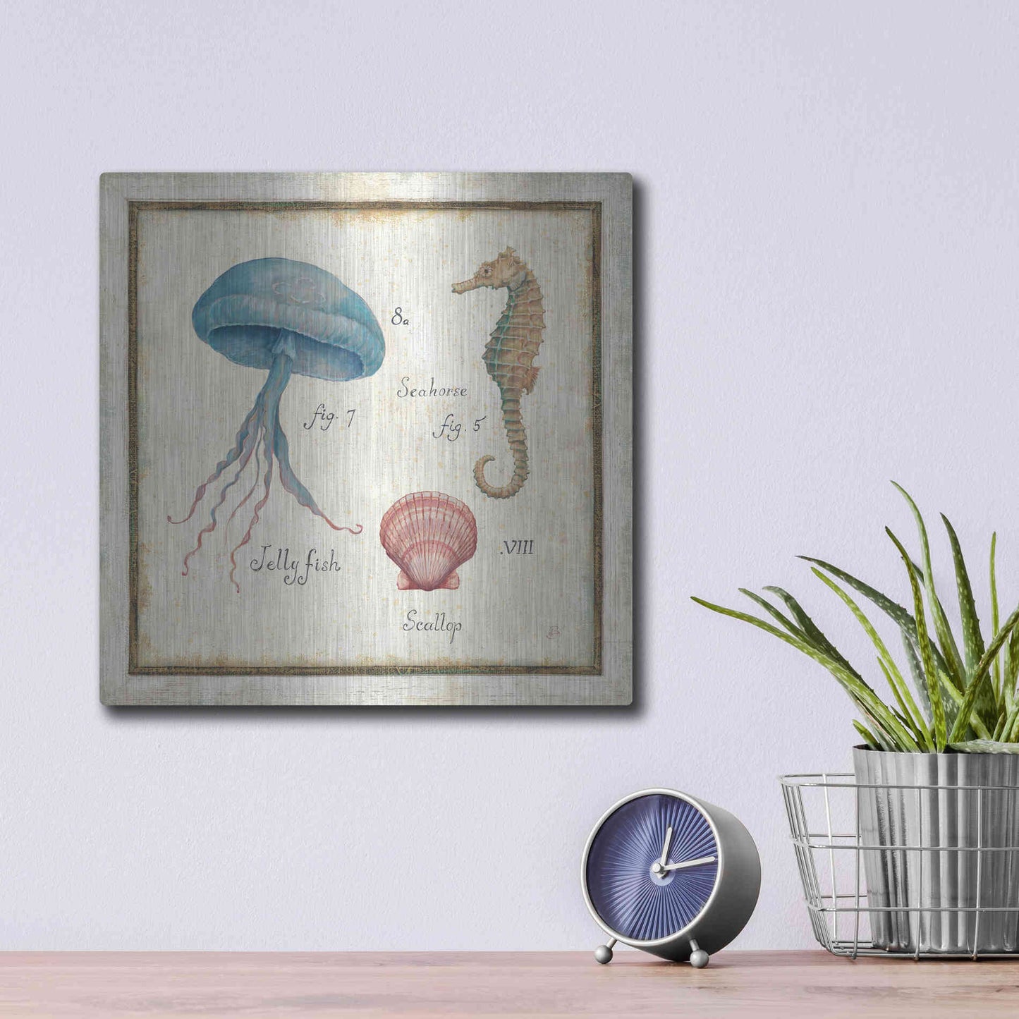 Luxe Metal Art 'Oceanography III' by Daphne Brissonet, Metal Wall Art,12x12