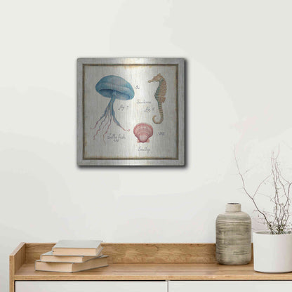 Luxe Metal Art 'Oceanography III' by Daphne Brissonet, Metal Wall Art,12x12