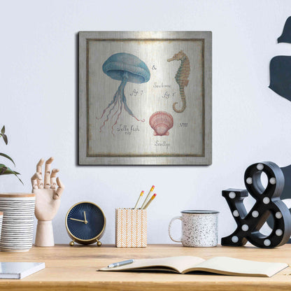 Luxe Metal Art 'Oceanography III' by Daphne Brissonet, Metal Wall Art,12x12
