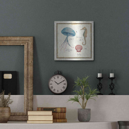 Luxe Metal Art 'Oceanography III' by Daphne Brissonet, Metal Wall Art,12x12