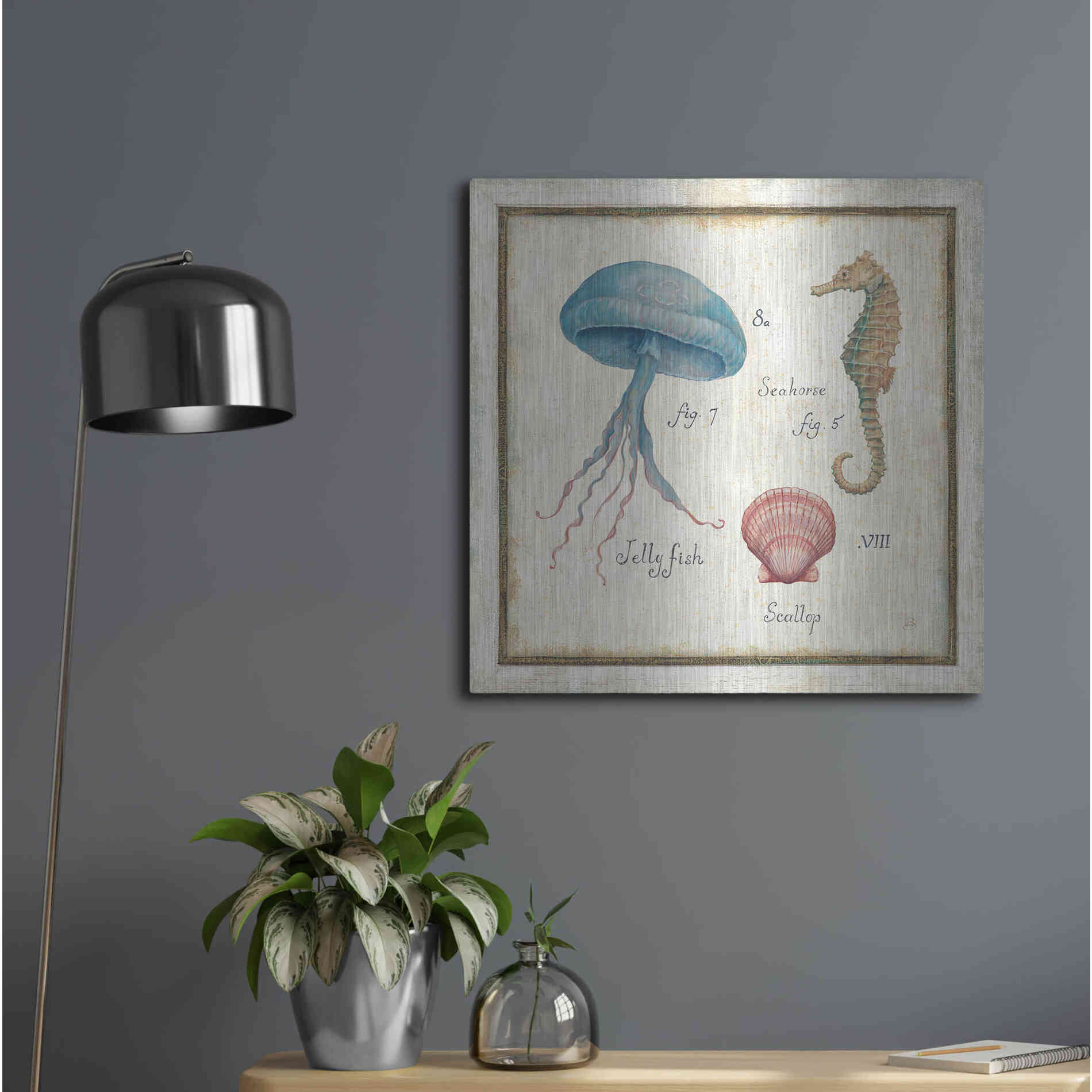 Luxe Metal Art 'Oceanography III' by Daphne Brissonet, Metal Wall Art,24x24