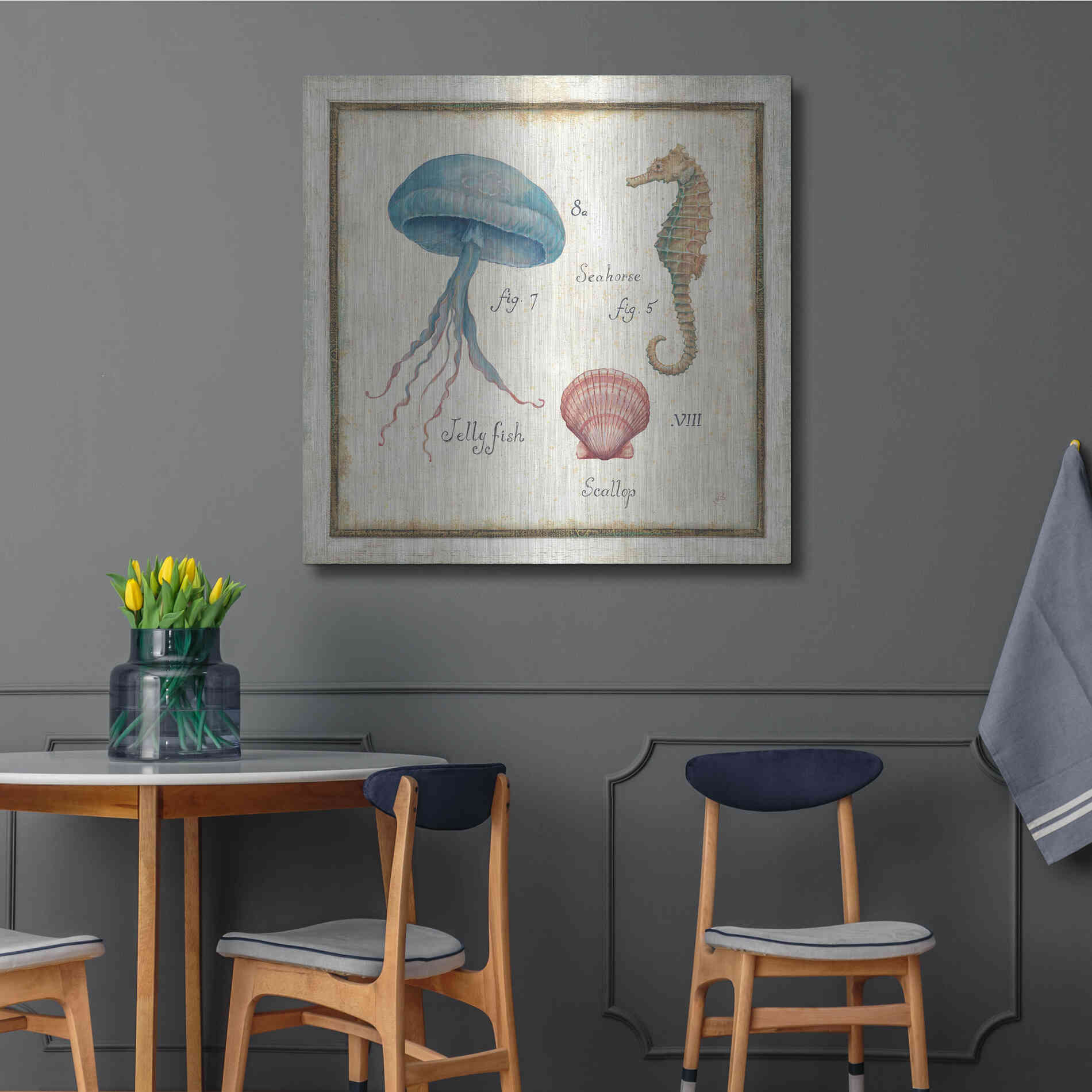 Luxe Metal Art 'Oceanography III' by Daphne Brissonet, Metal Wall Art,36x36
