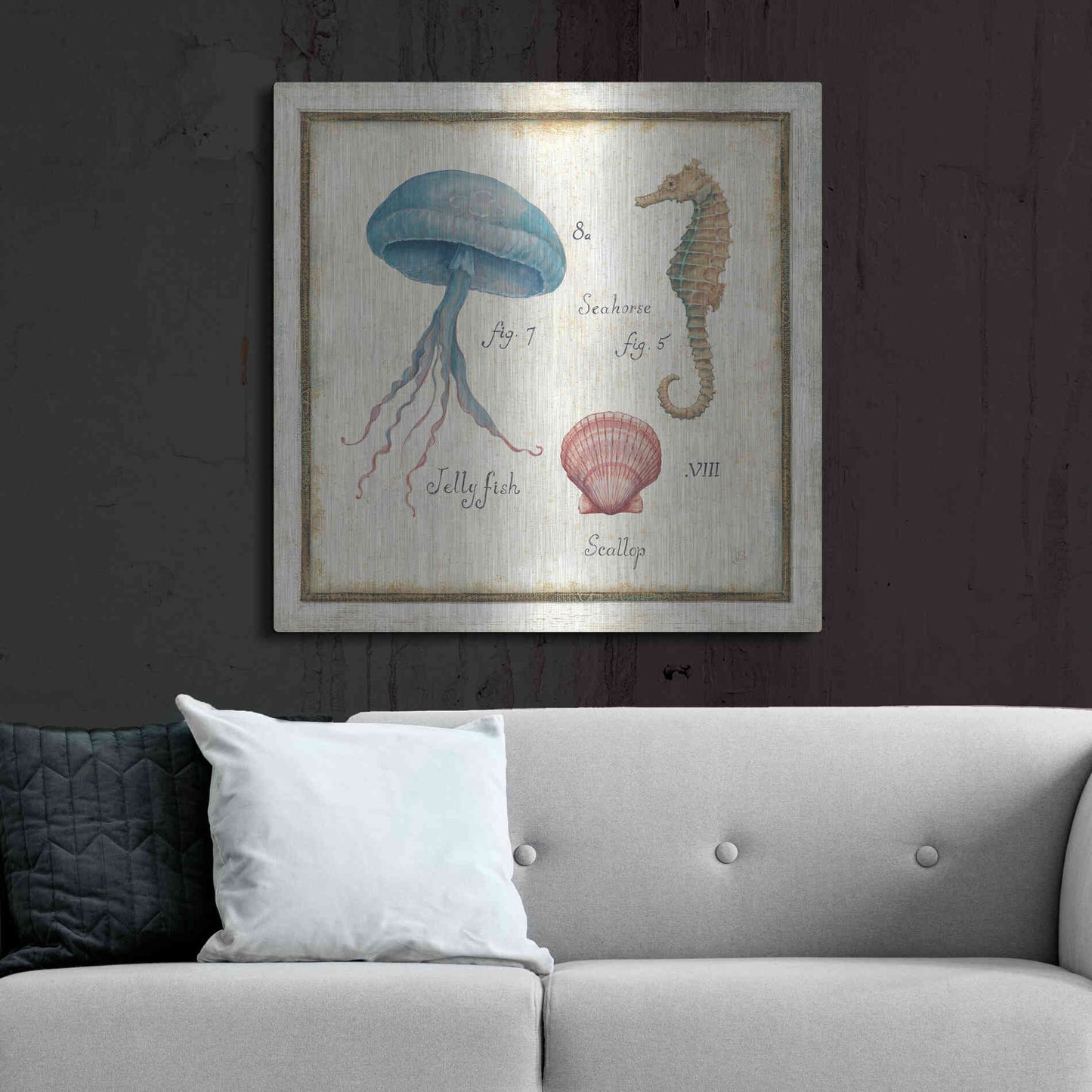 Luxe Metal Art 'Oceanography III' by Daphne Brissonet, Metal Wall Art,36x36