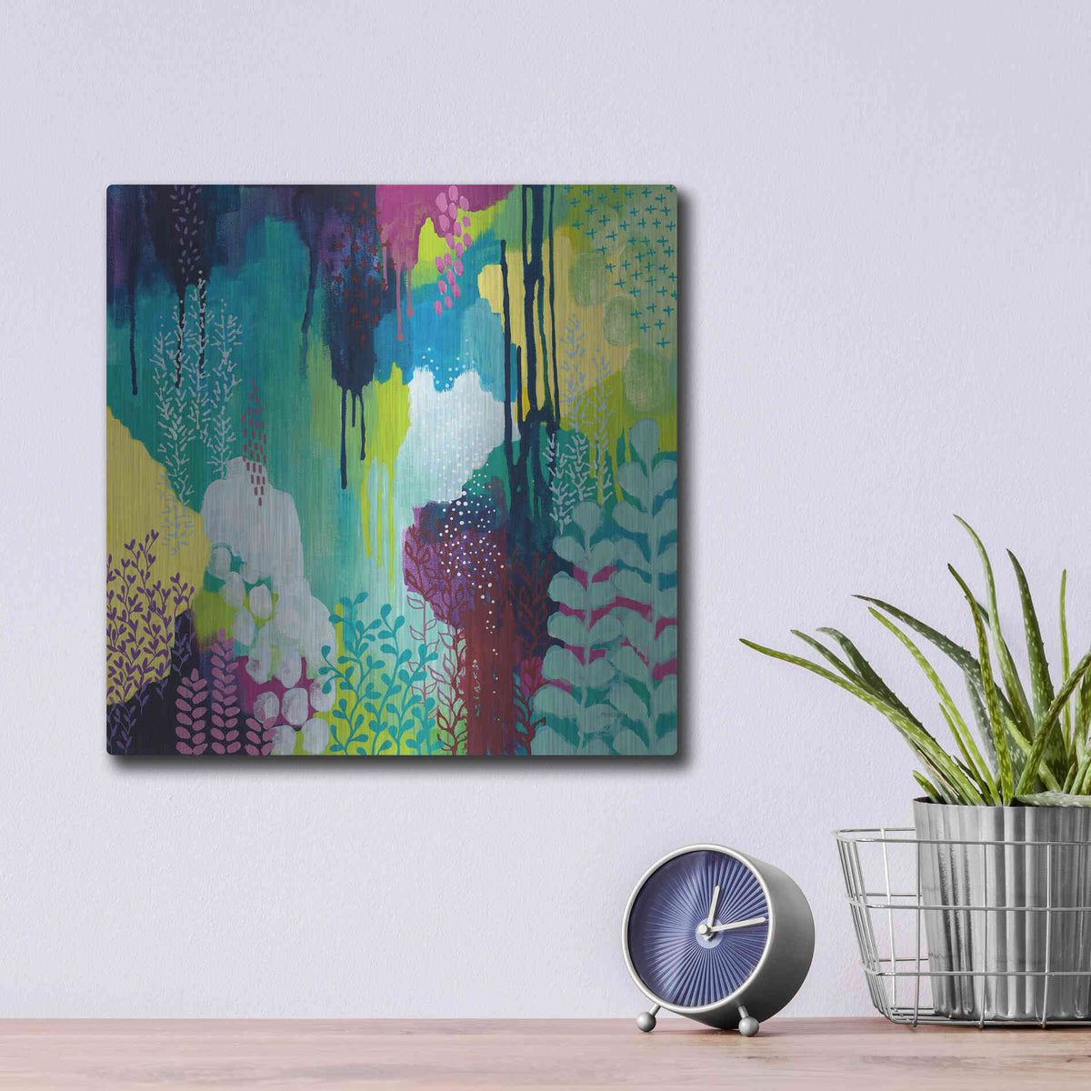 Luxe Metal Art 'Jewel Forest I' by Kathy Ferguson, Metal Wall Art,12x12
