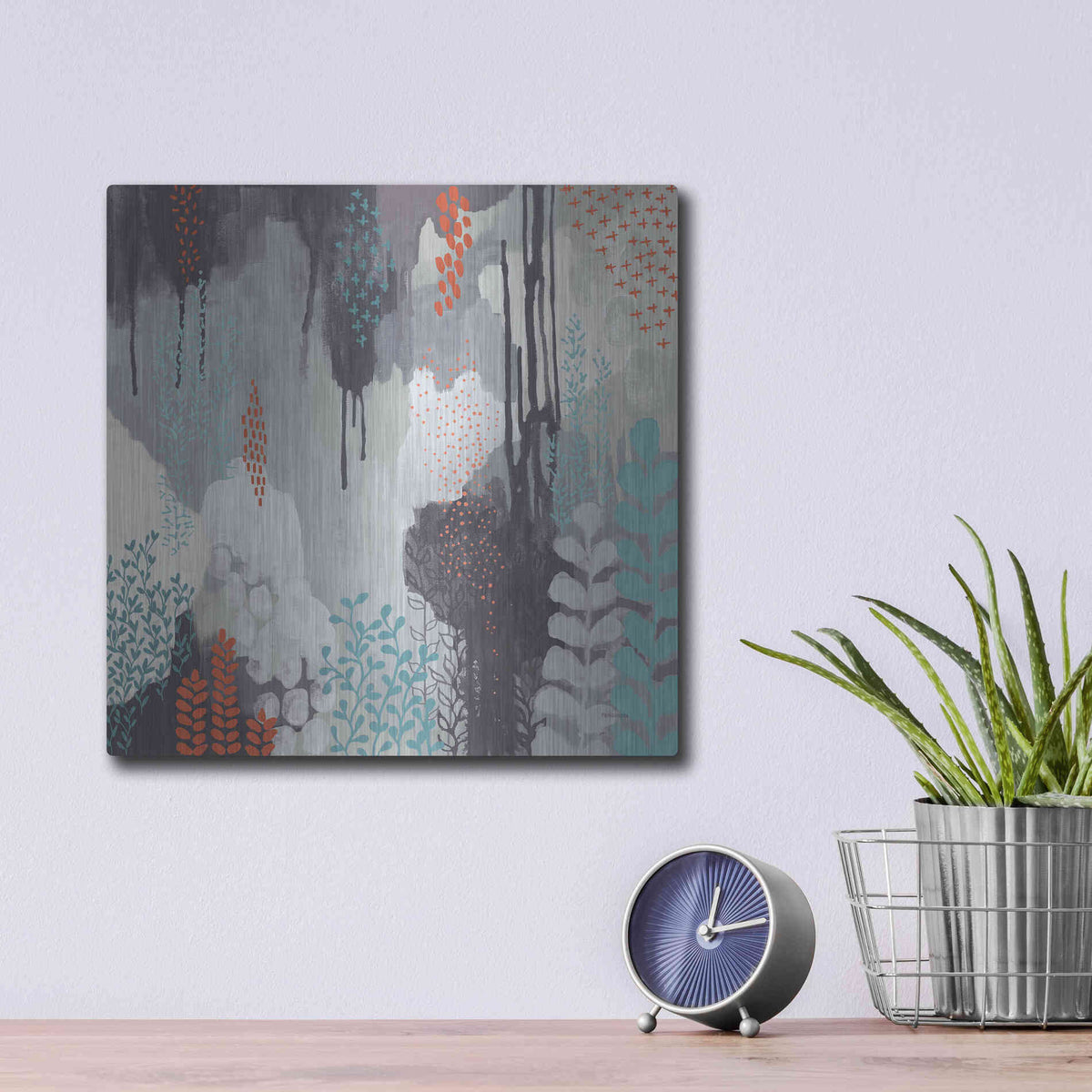 Luxe Metal Art 'Gray Forest I' by Kathy Ferguson, Metal Wall Art,12x12