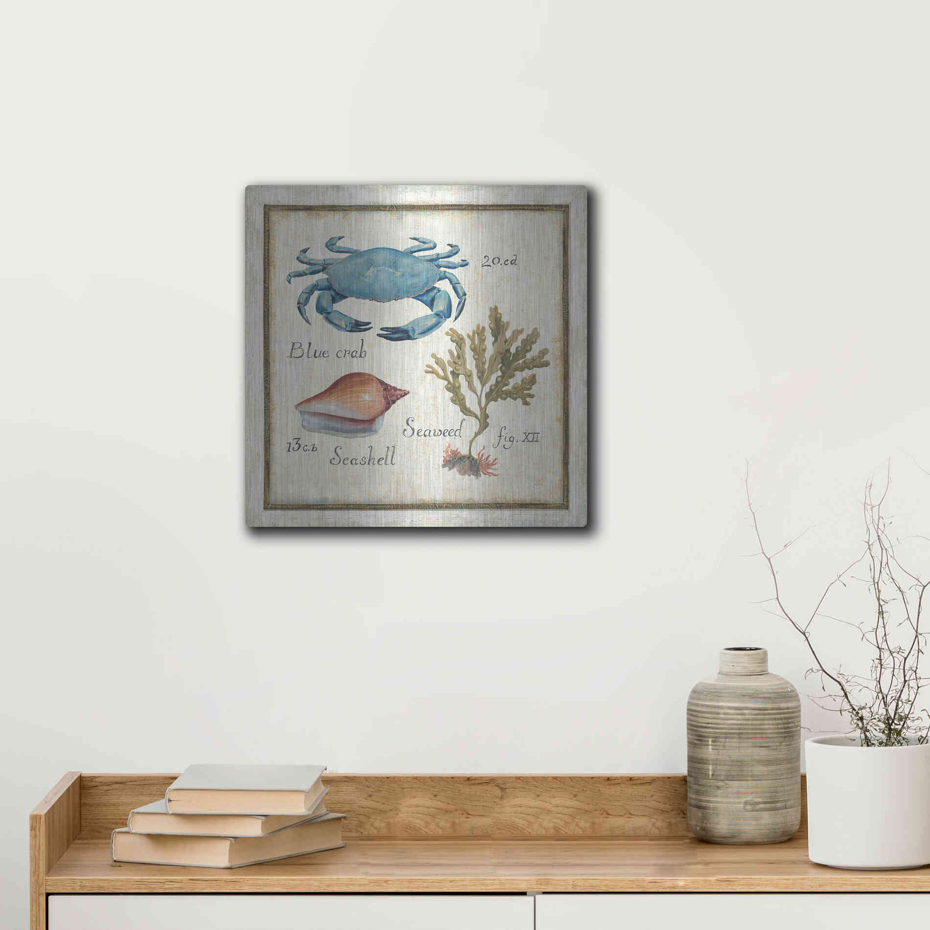 Luxe Metal Art 'Oceanography IV' by Daphne Brissonet, Metal Wall Art,12x12