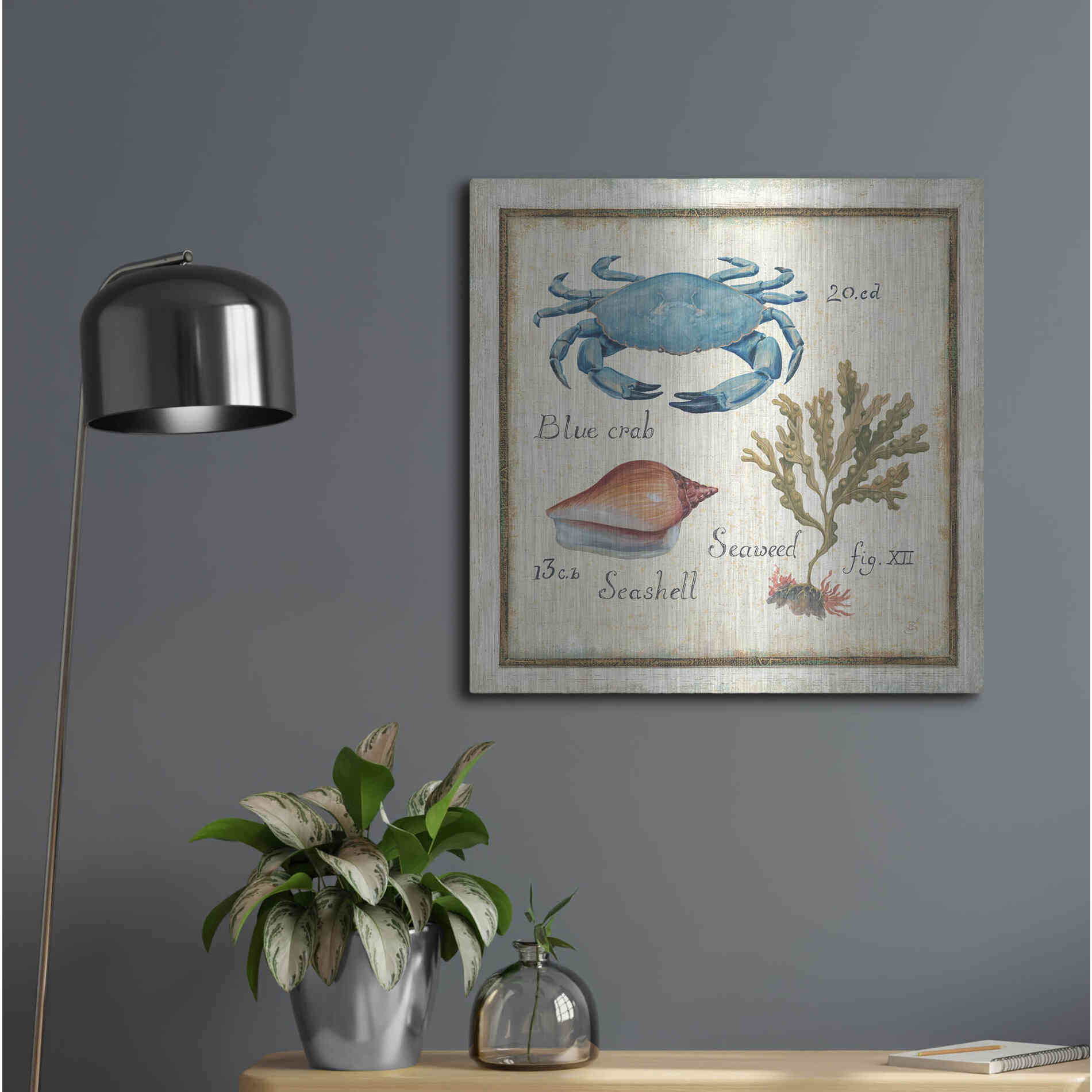 Luxe Metal Art 'Oceanography IV' by Daphne Brissonet, Metal Wall Art,24x24