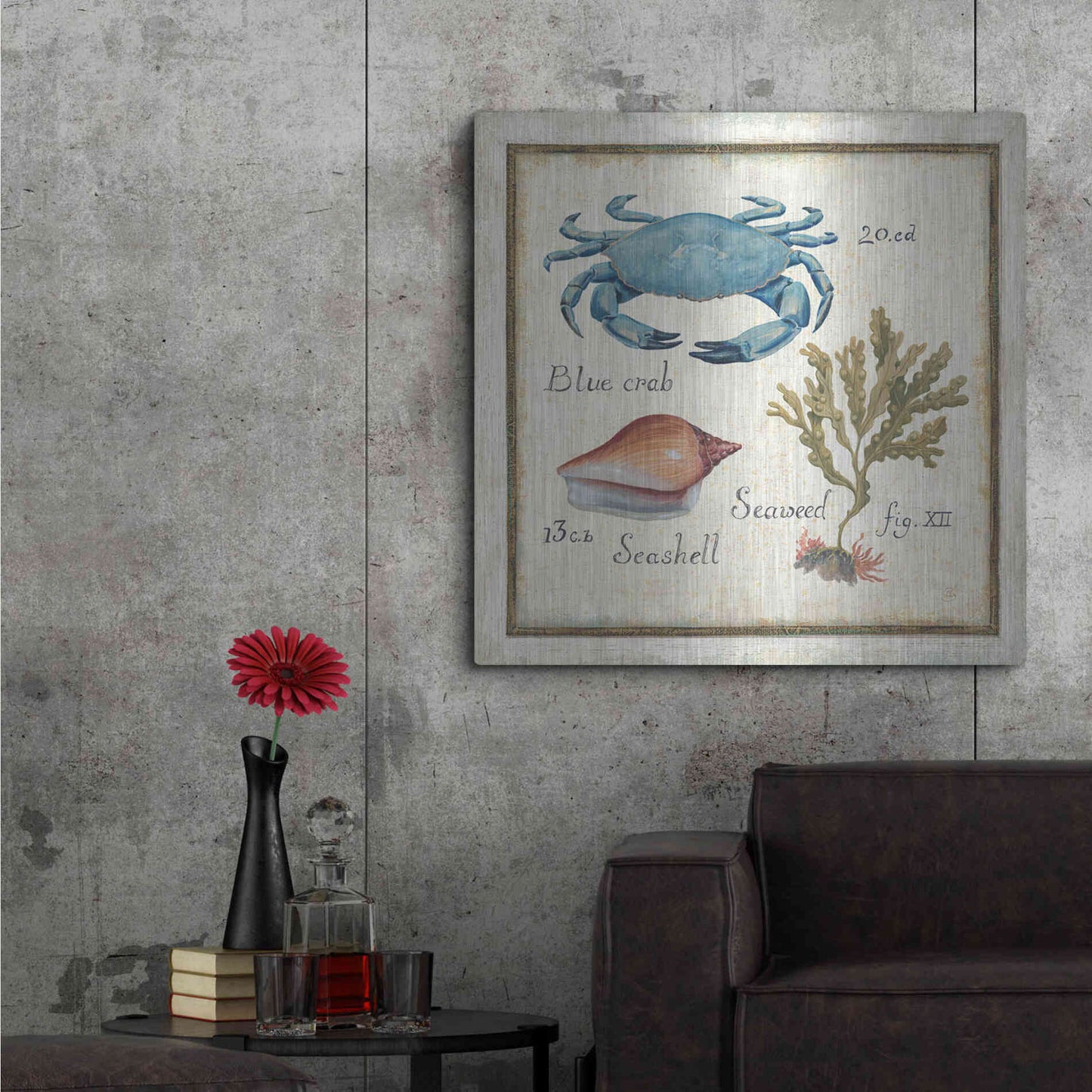 Luxe Metal Art 'Oceanography IV' by Daphne Brissonet, Metal Wall Art,36x36
