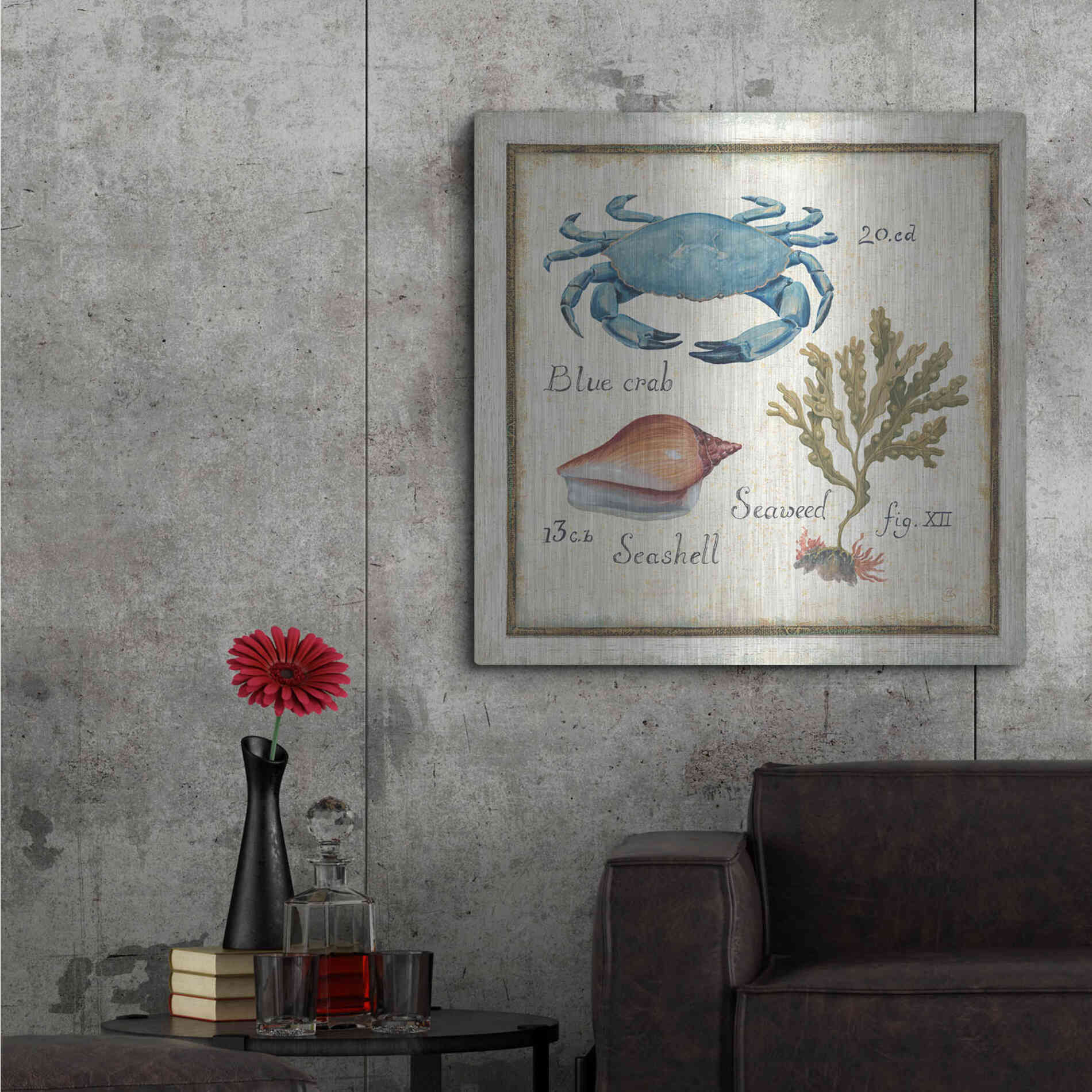 Luxe Metal Art 'Oceanography IV' by Daphne Brissonet, Metal Wall Art,36x36