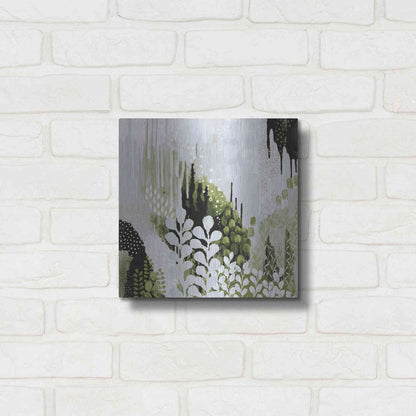 Luxe Metal Art 'BW Forest II with Green' by Kathy Ferguson, Metal Wall Art,12x12