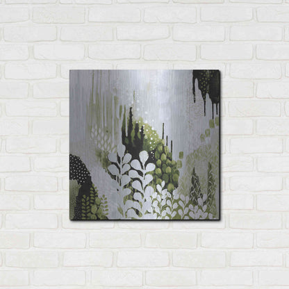 Luxe Metal Art 'BW Forest II with Green' by Kathy Ferguson, Metal Wall Art,24x24