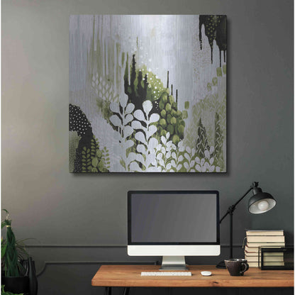 Luxe Metal Art 'BW Forest II with Green' by Kathy Ferguson, Metal Wall Art,36x36
