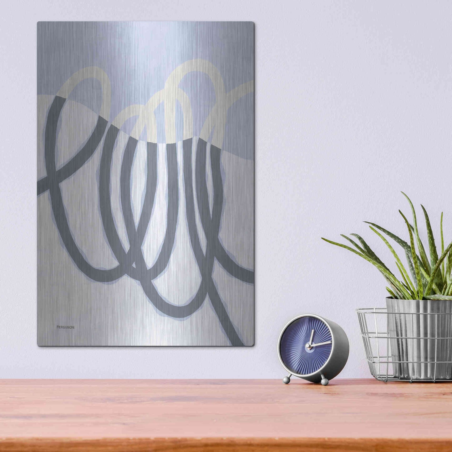 Luxe Metal Art 'Loops I' by Kathy Ferguson, Metal Wall Art,12x16