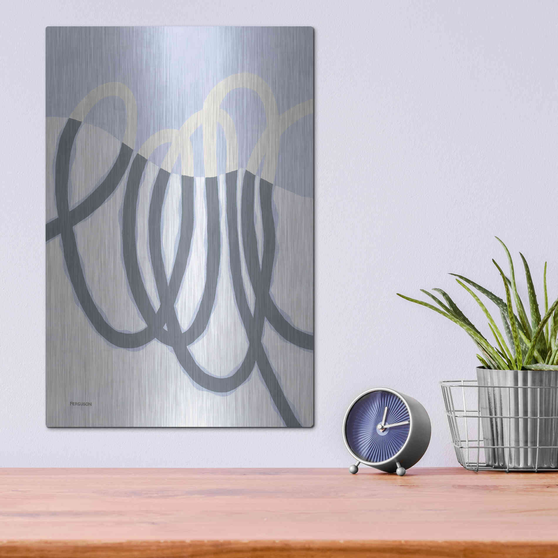 Luxe Metal Art 'Loops I' by Kathy Ferguson, Metal Wall Art,12x16