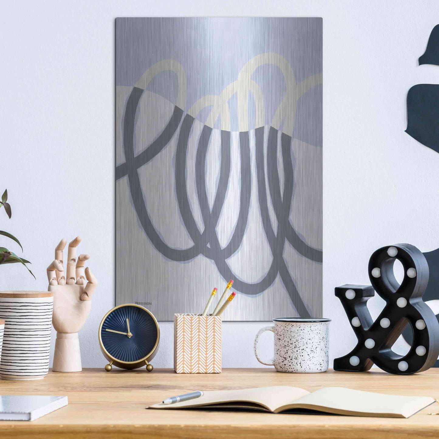 Luxe Metal Art 'Loops I' by Kathy Ferguson, Metal Wall Art,12x16