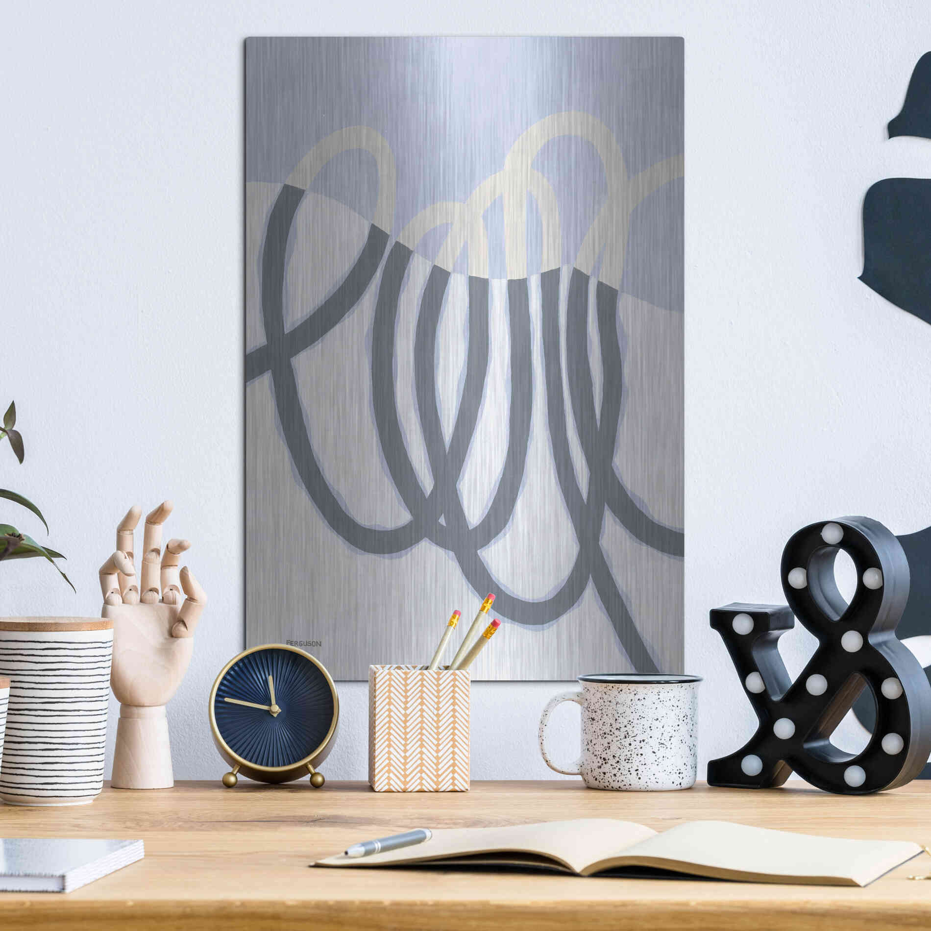 Luxe Metal Art 'Loops I' by Kathy Ferguson, Metal Wall Art,12x16