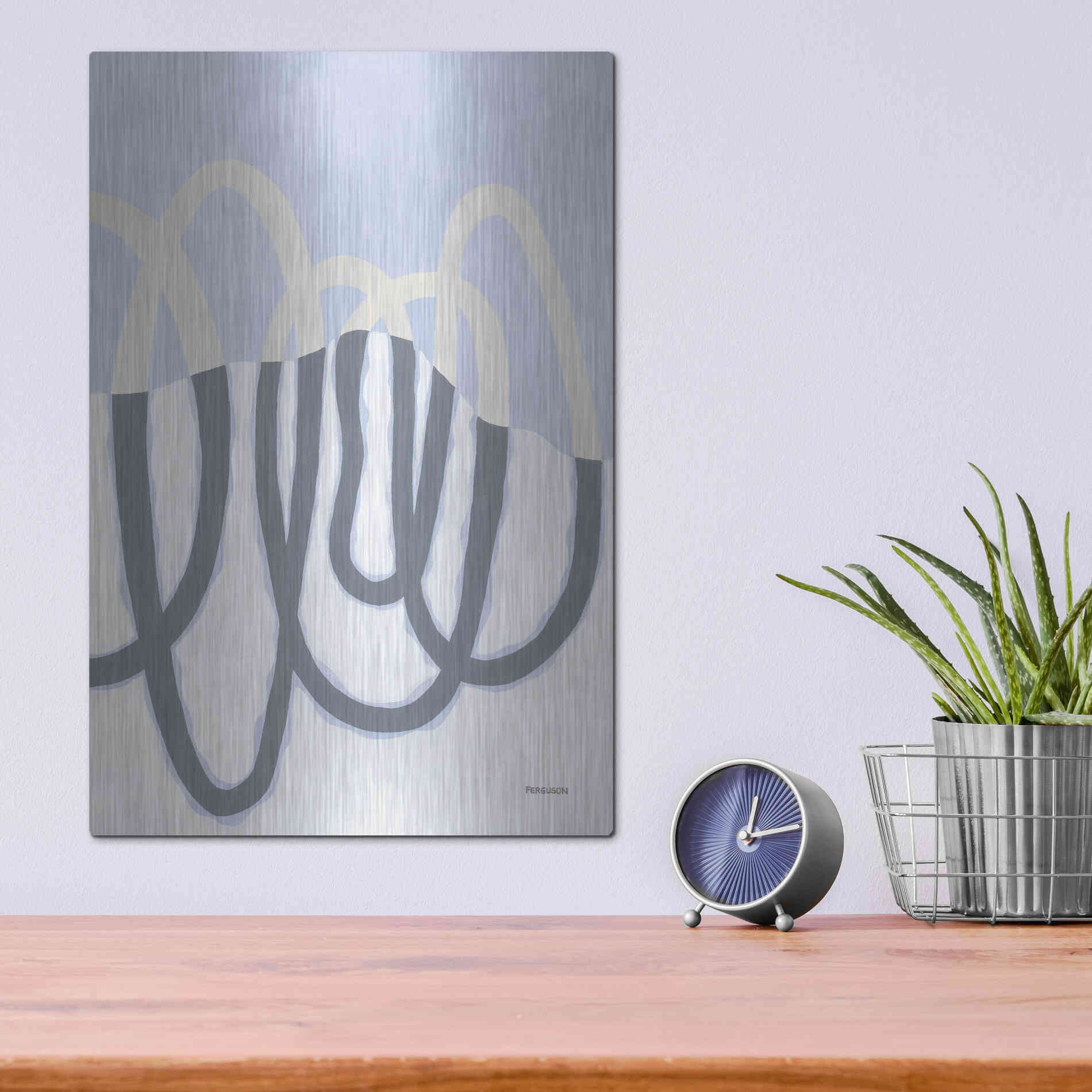 Luxe Metal Art 'Loops II' by Kathy Ferguson, Metal Wall Art,12x16