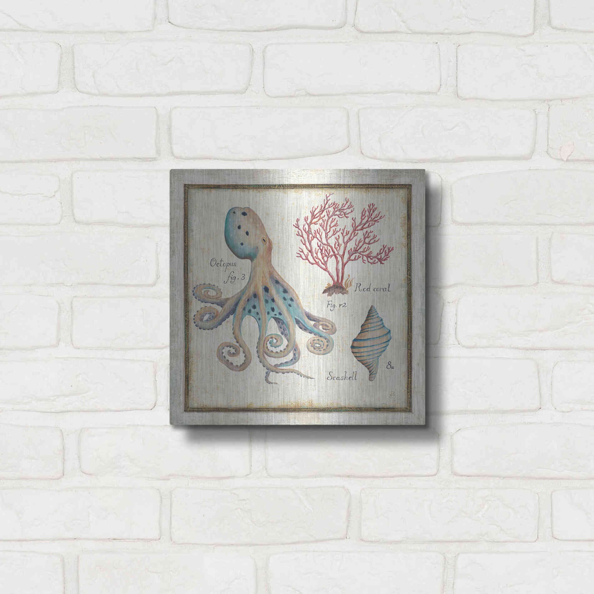Luxe Metal Art 'Oceanography I' by Daphne Brissonet, Metal Wall Art,12x12