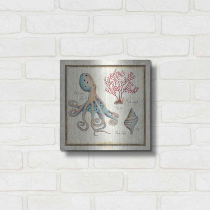 Luxe Metal Art 'Oceanography I' by Daphne Brissonet, Metal Wall Art,12x12