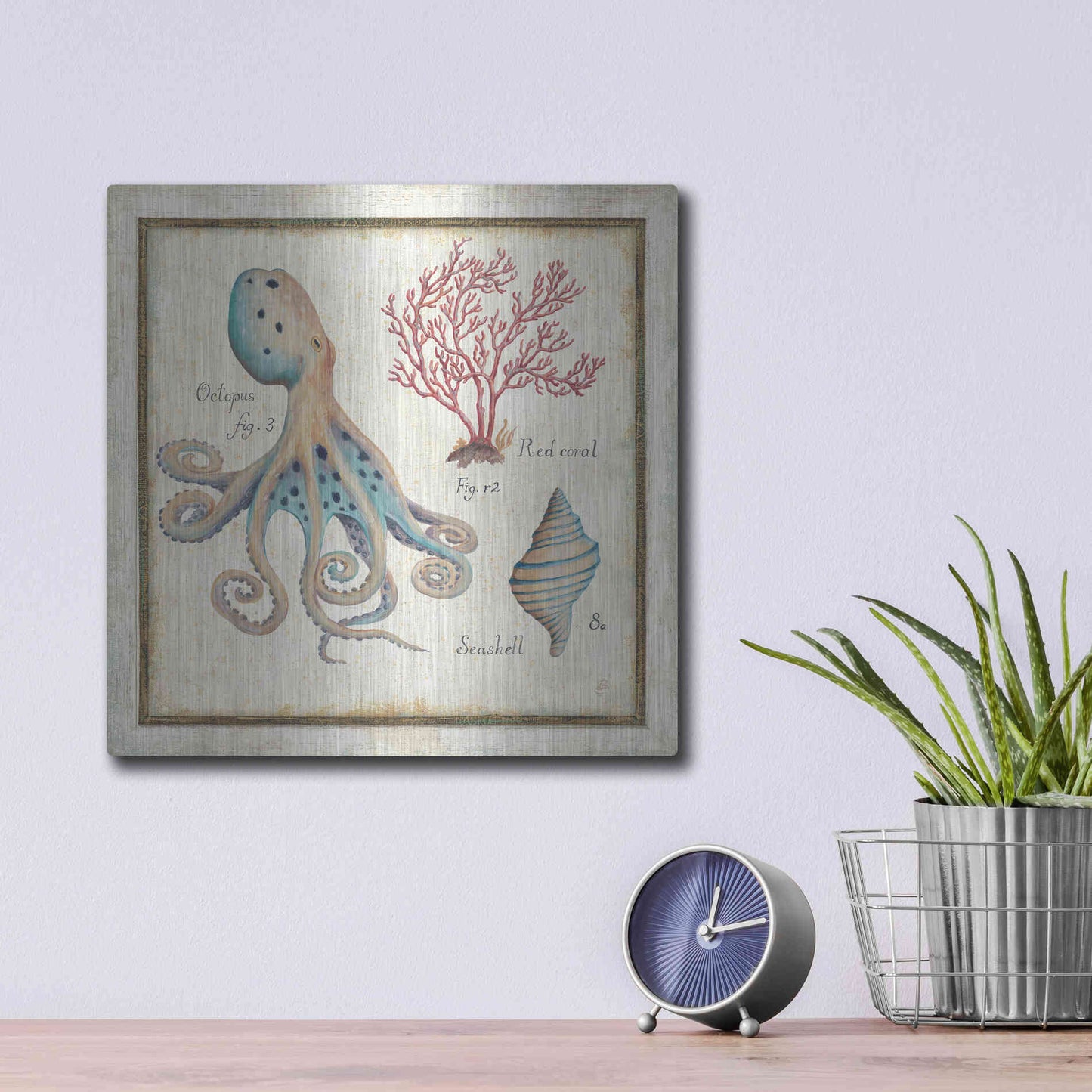 Luxe Metal Art 'Oceanography I' by Daphne Brissonet, Metal Wall Art,12x12