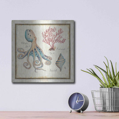 Luxe Metal Art 'Oceanography I' by Daphne Brissonet, Metal Wall Art,12x12