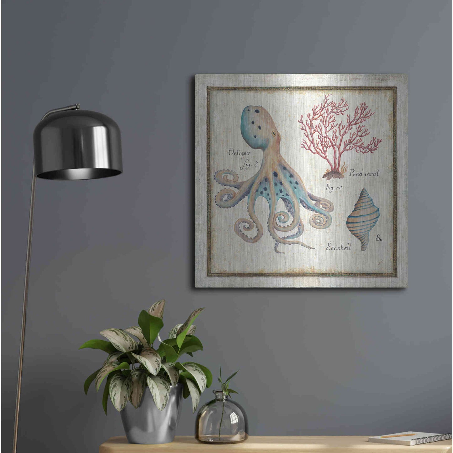 Luxe Metal Art 'Oceanography I' by Daphne Brissonet, Metal Wall Art,24x24