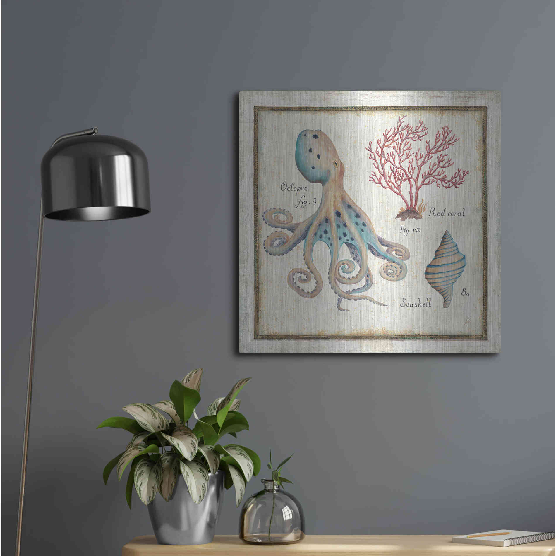 Luxe Metal Art 'Oceanography I' by Daphne Brissonet, Metal Wall Art,24x24