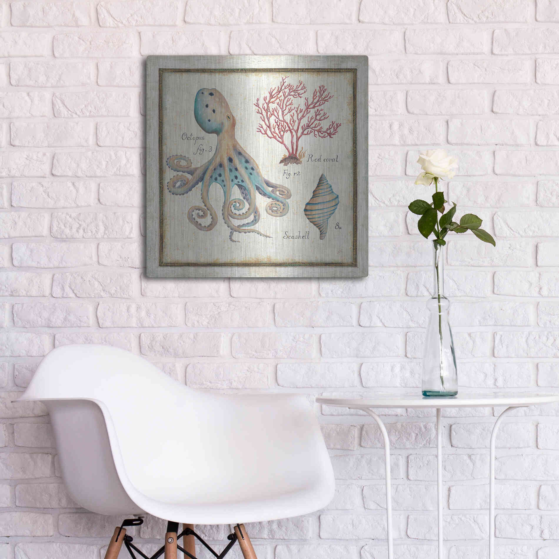 Luxe Metal Art 'Oceanography I' by Daphne Brissonet, Metal Wall Art,24x24