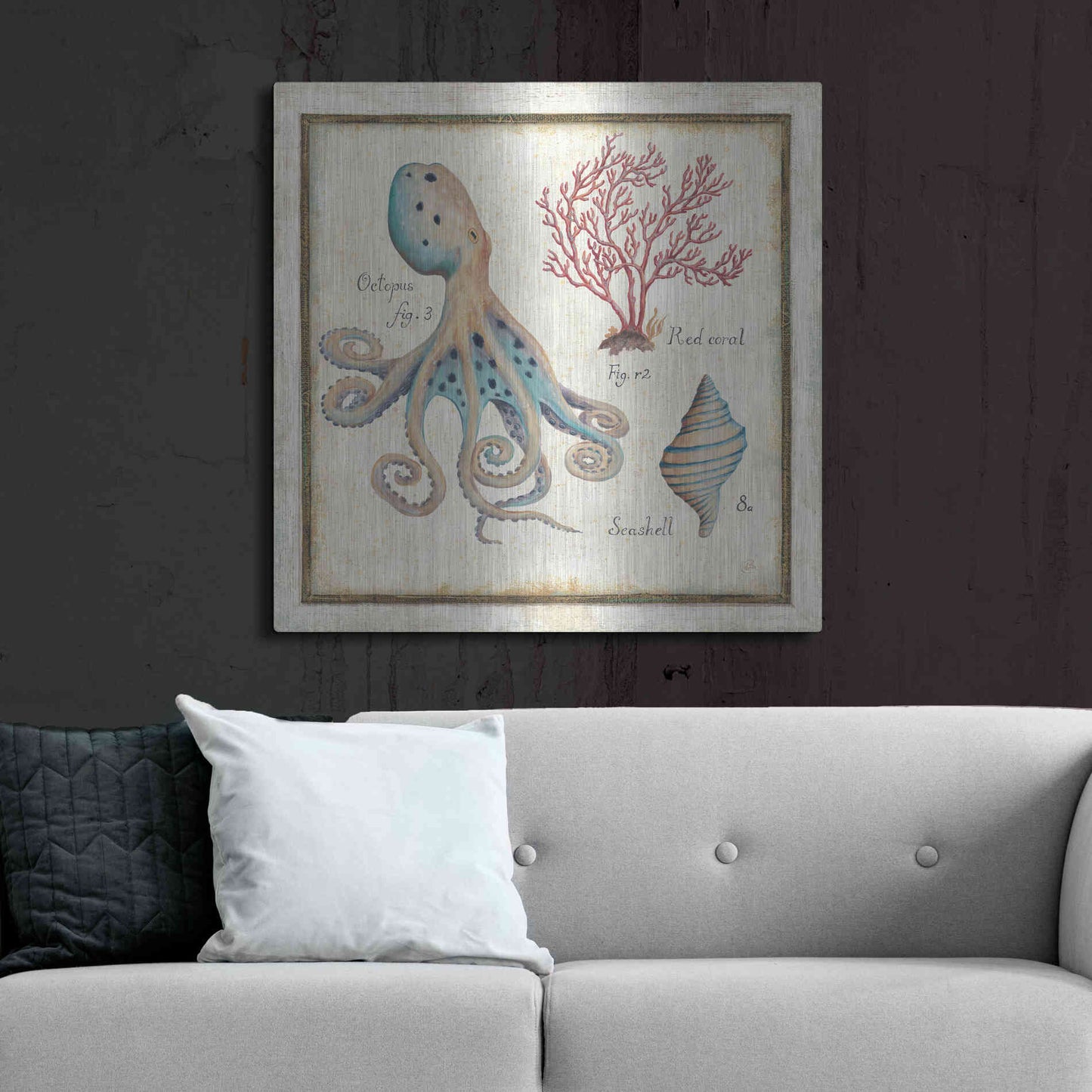 Luxe Metal Art 'Oceanography I' by Daphne Brissonet, Metal Wall Art,36x36
