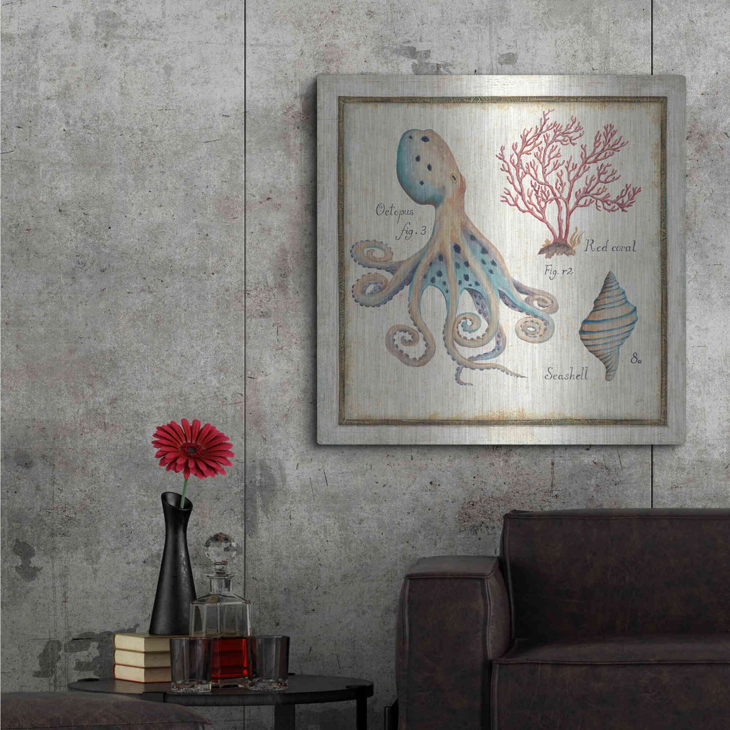Luxe Metal Art 'Oceanography I' by Daphne Brissonet, Metal Wall Art,36x36