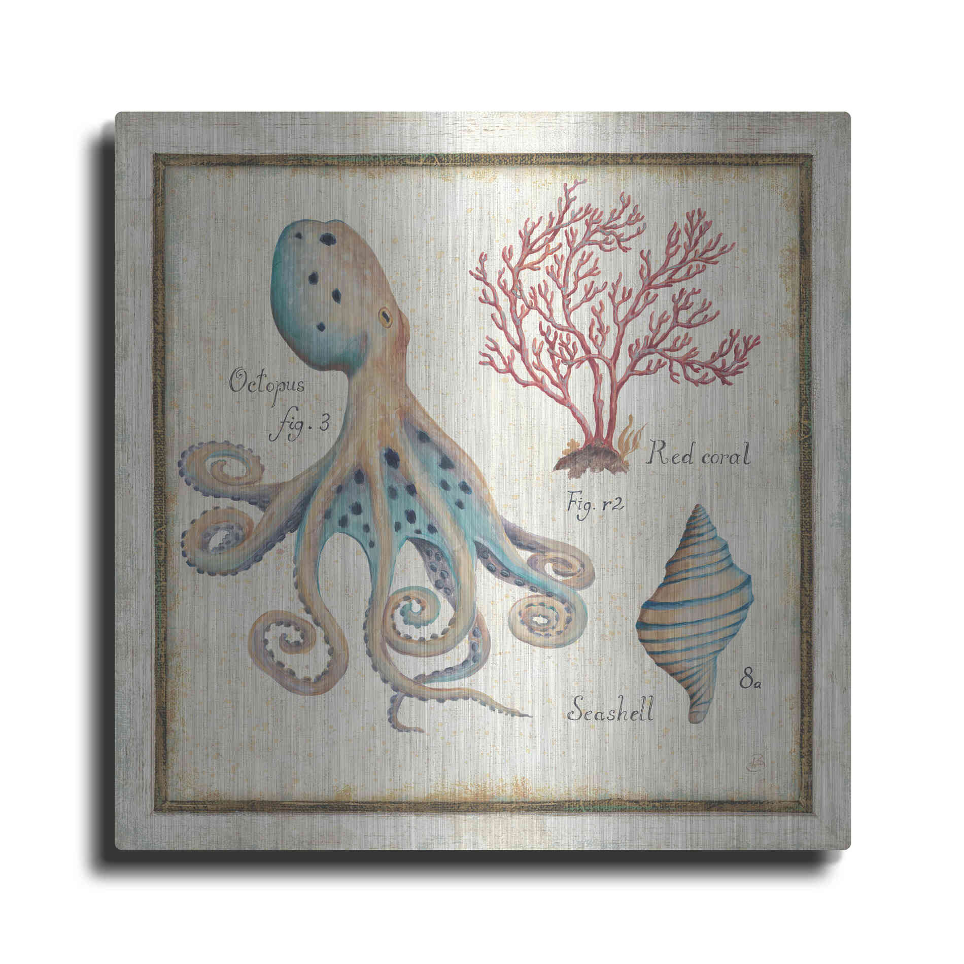 Luxe Metal Art 'Oceanography I' by Daphne Brissonet, Metal Wall Art