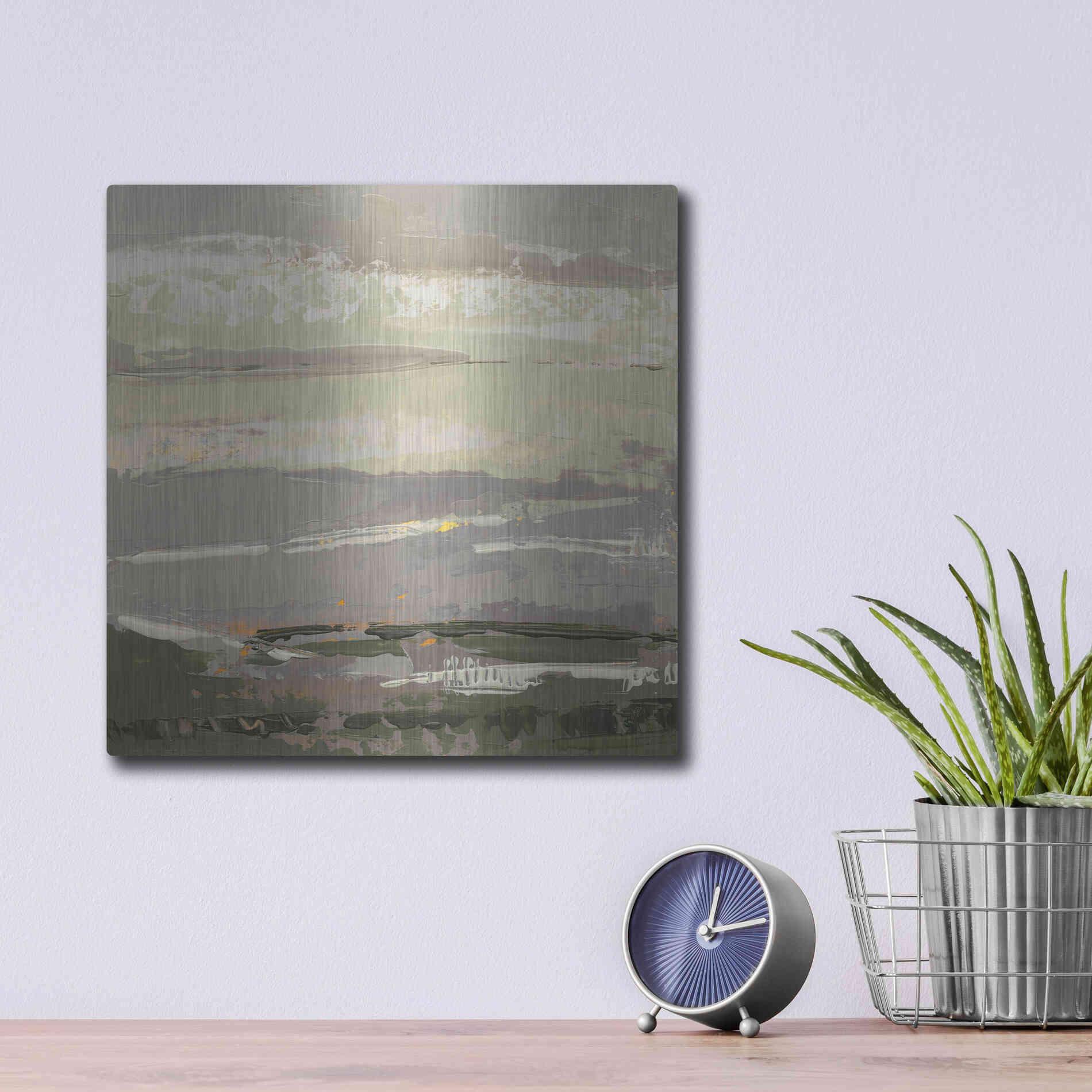 Luxe Metal Art 'Soft Day II' by Grainne Dowling, Metal Wall Art,12x12