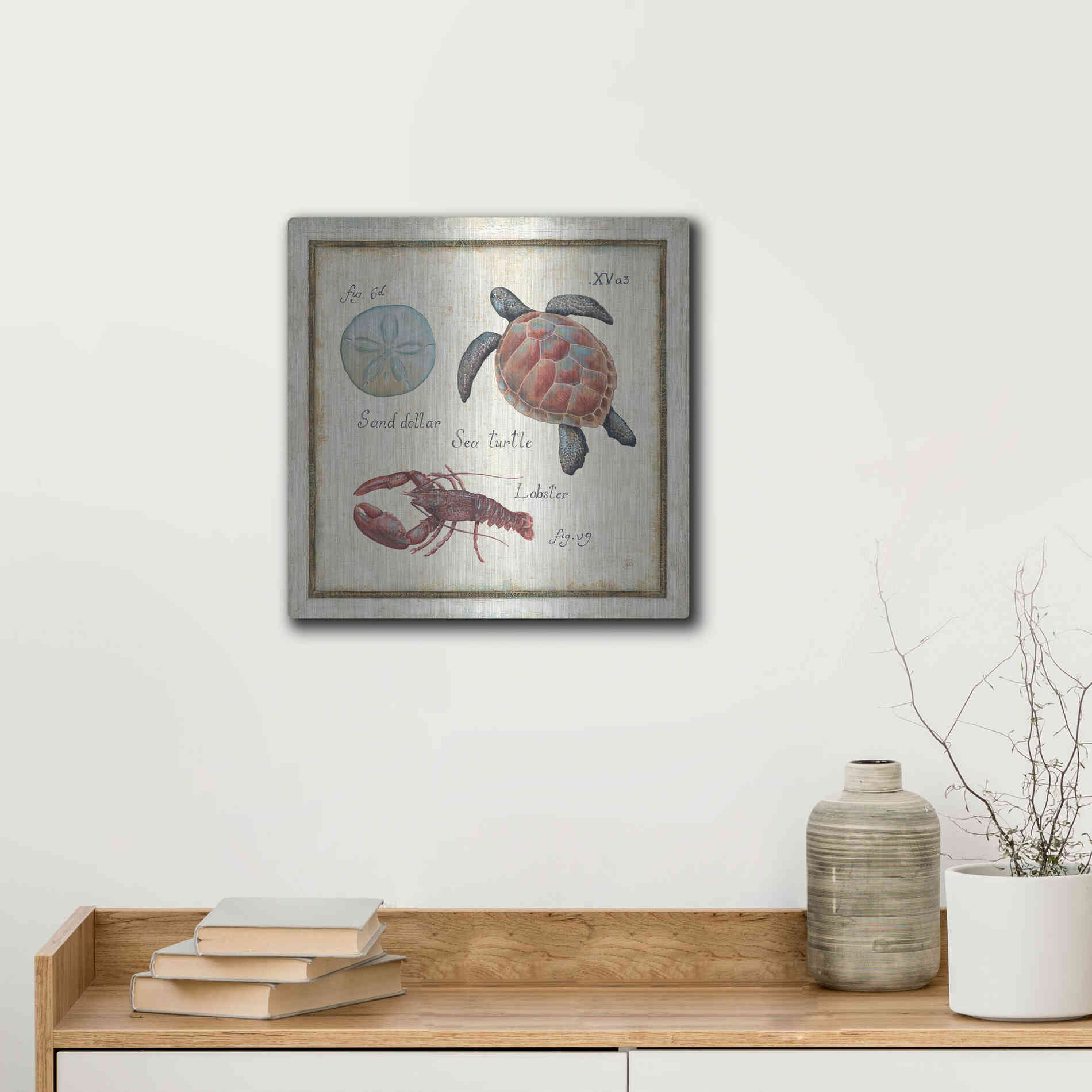 Luxe Metal Art 'Oceanography II' by Daphne Brissonet, Metal Wall Art,12x12