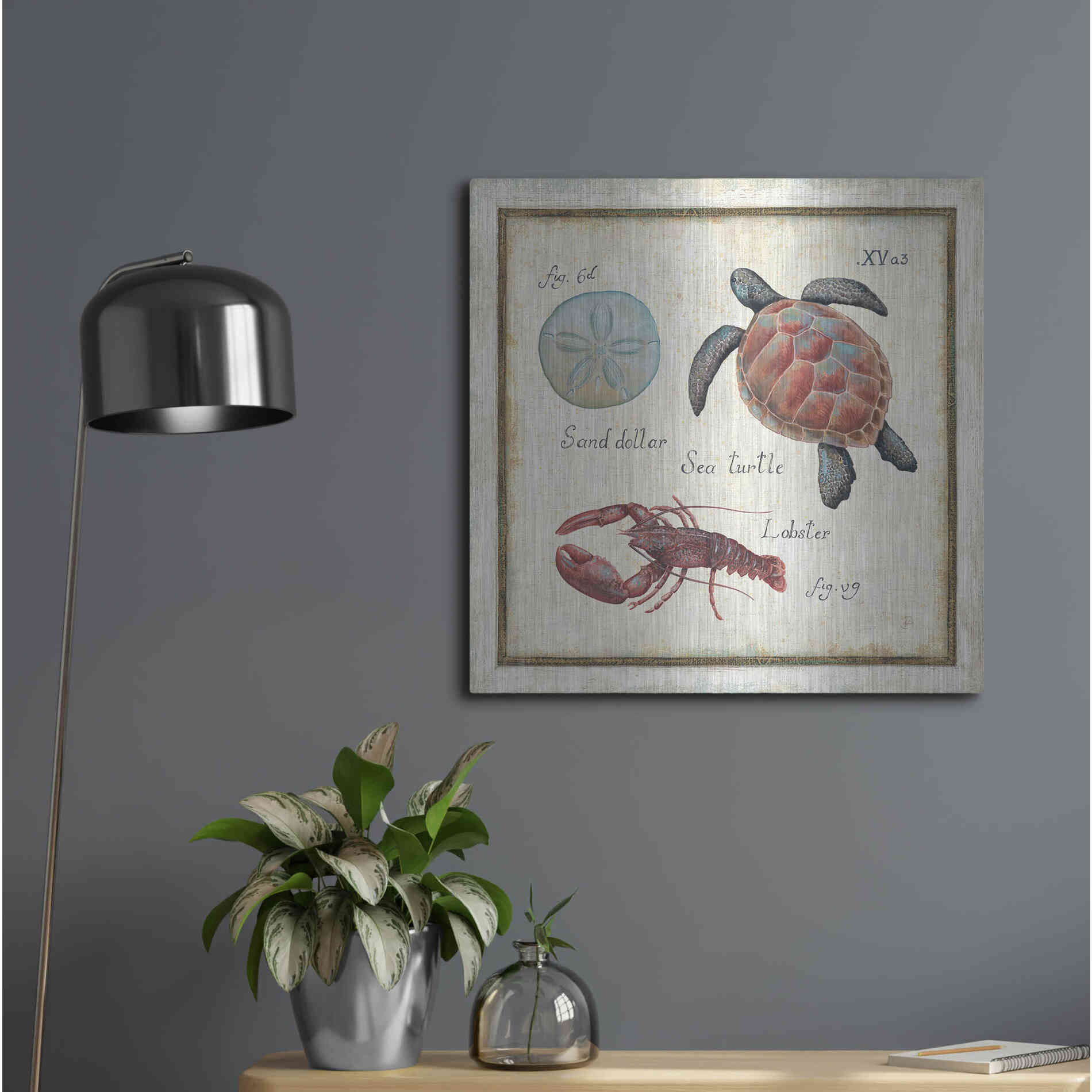 Luxe Metal Art 'Oceanography II' by Daphne Brissonet, Metal Wall Art,24x24