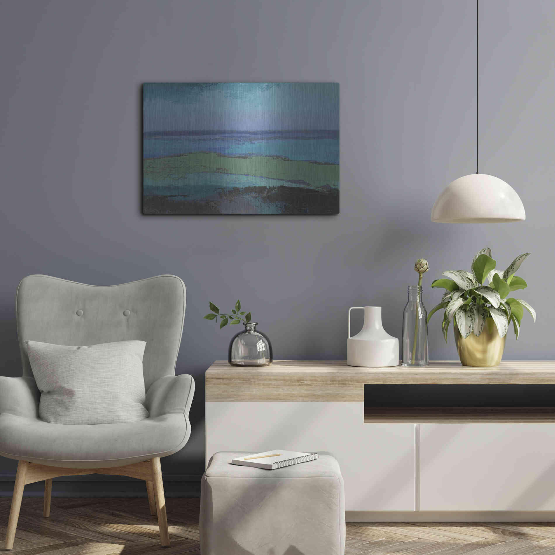 Luxe Metal Art 'Low Tide Killala' by Grainne Dowling, Metal Wall Art,24x16
